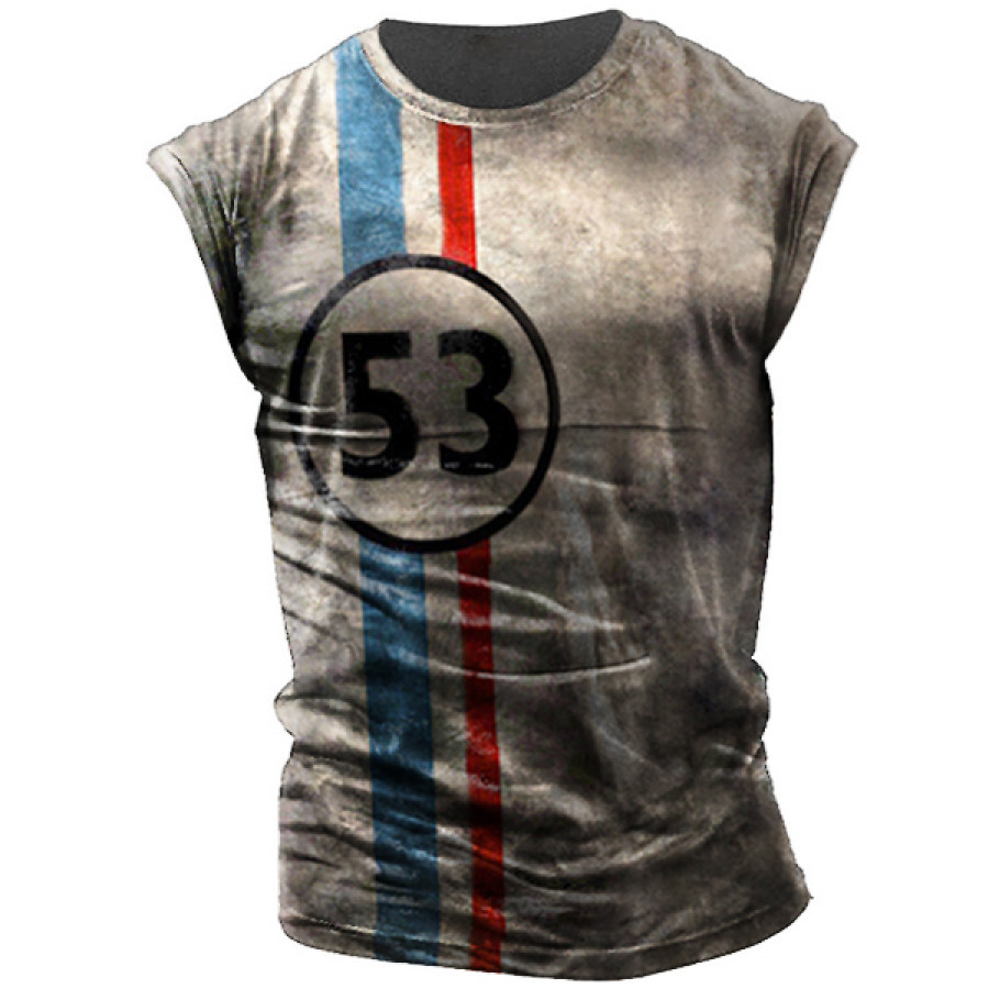 

Men's Outdoor Vintage Striped Print Sleeveless Tank Top