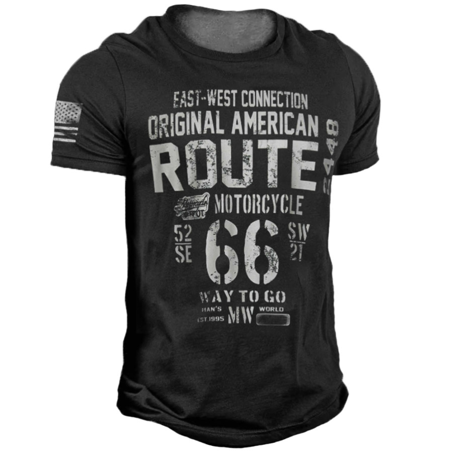 

Men's Casual Route 66 Letter Print Short Sleeve T-Shirt