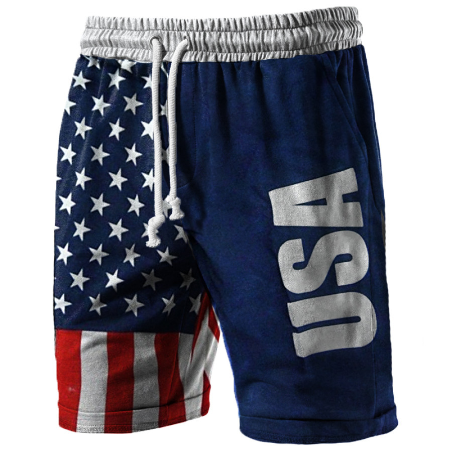 

Men's USA American Flag Patriot Star Track Shorts