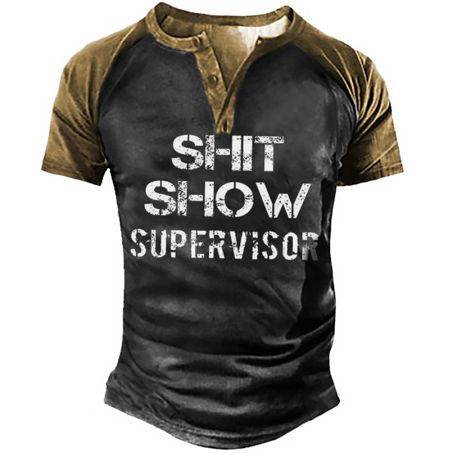 

Shit Show Supervisor Men's Outdoor Tactical Retro Henley Shirt