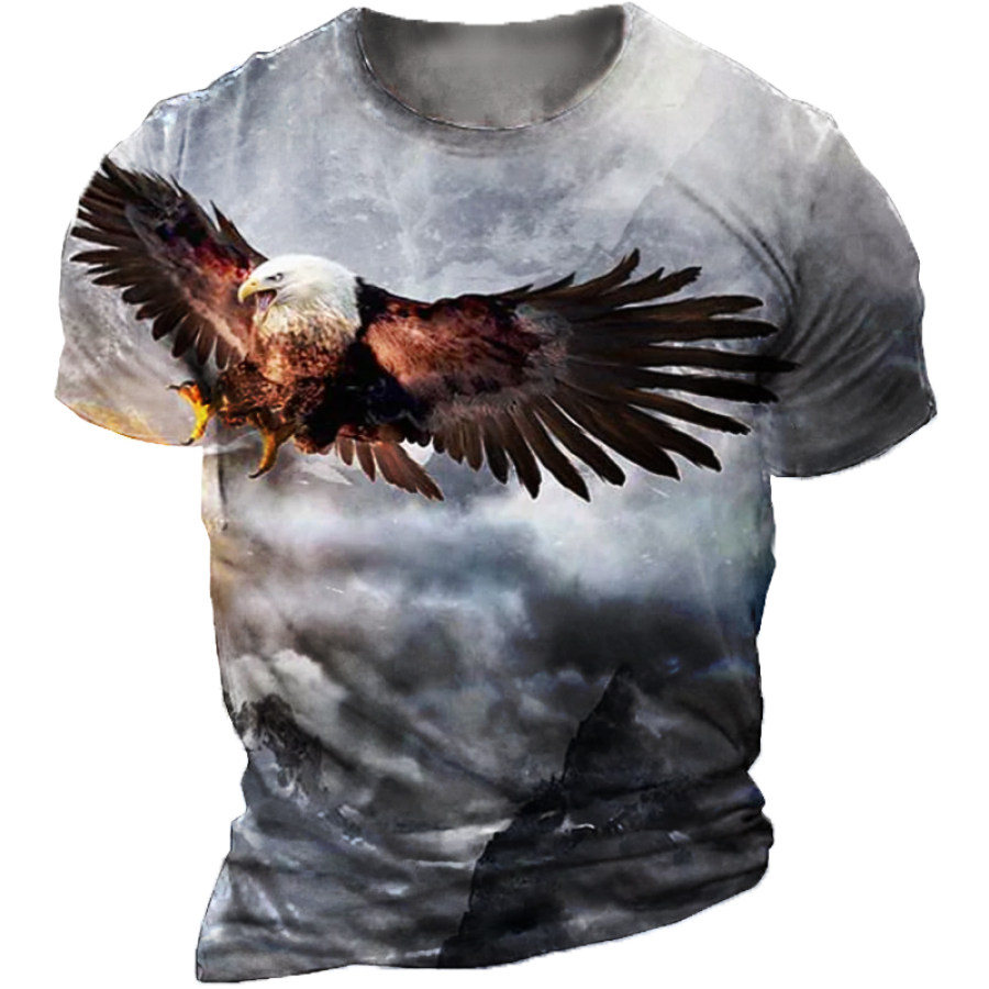 

Men's Outdoor Mountain Eagle Print T-Shirt