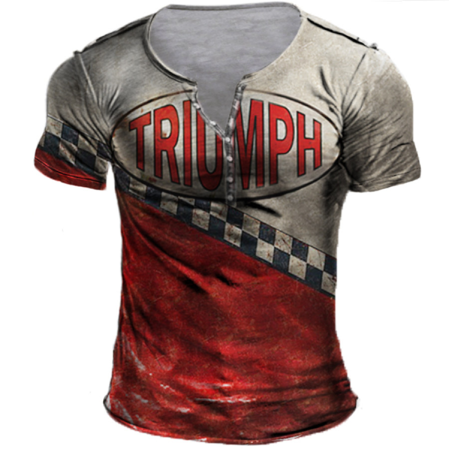 

Men's Outdoor Retro Motorcycle Henley T-Shirt