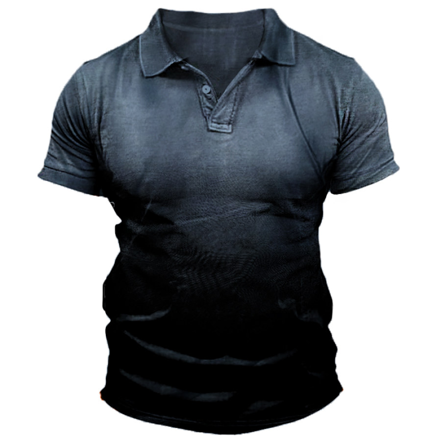 

Men's Outdoor Vintage Gradient Short Sleeve Polo Shirt