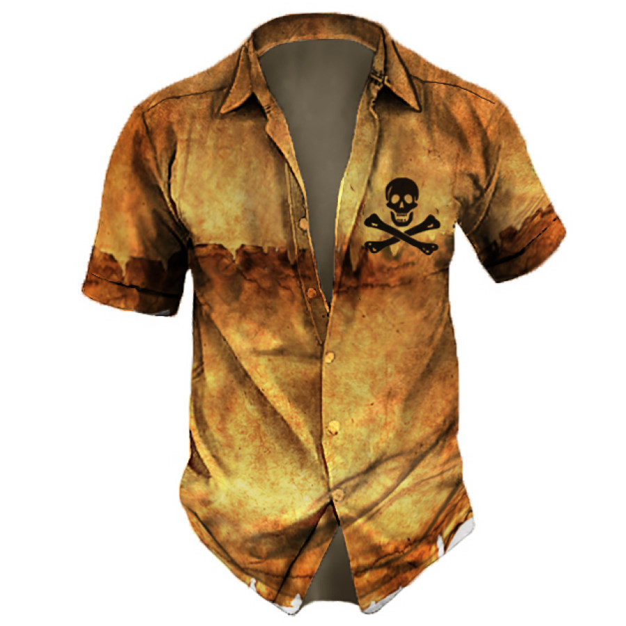 

Pirate Skull Men's Vintage Print Short Sleeve Shirts