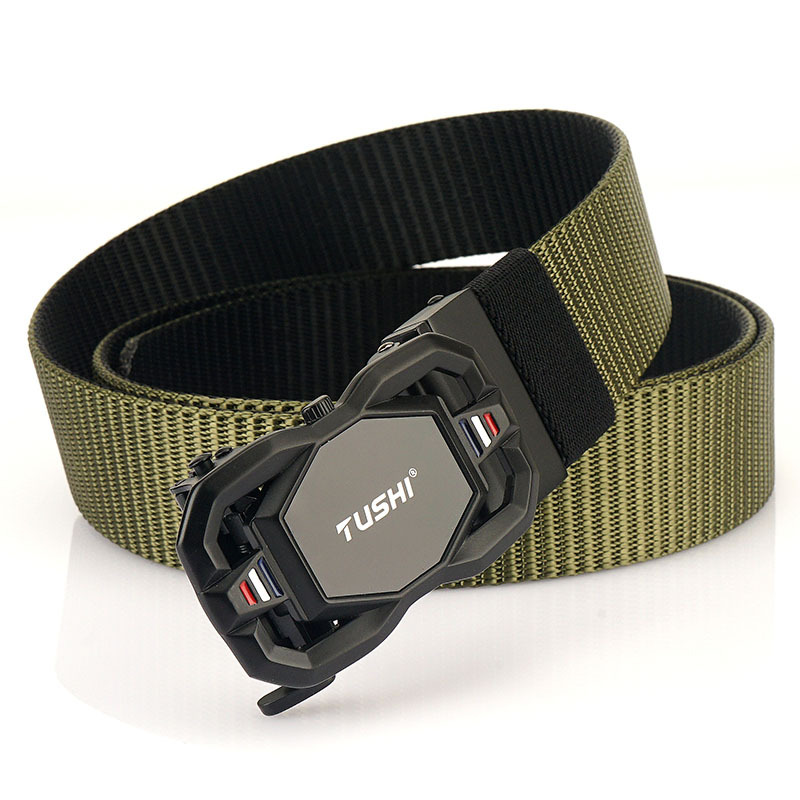 Men's Outdoor Casual Double Chic Sided Two-color Rotating Automatic Buckle Nylon Belt