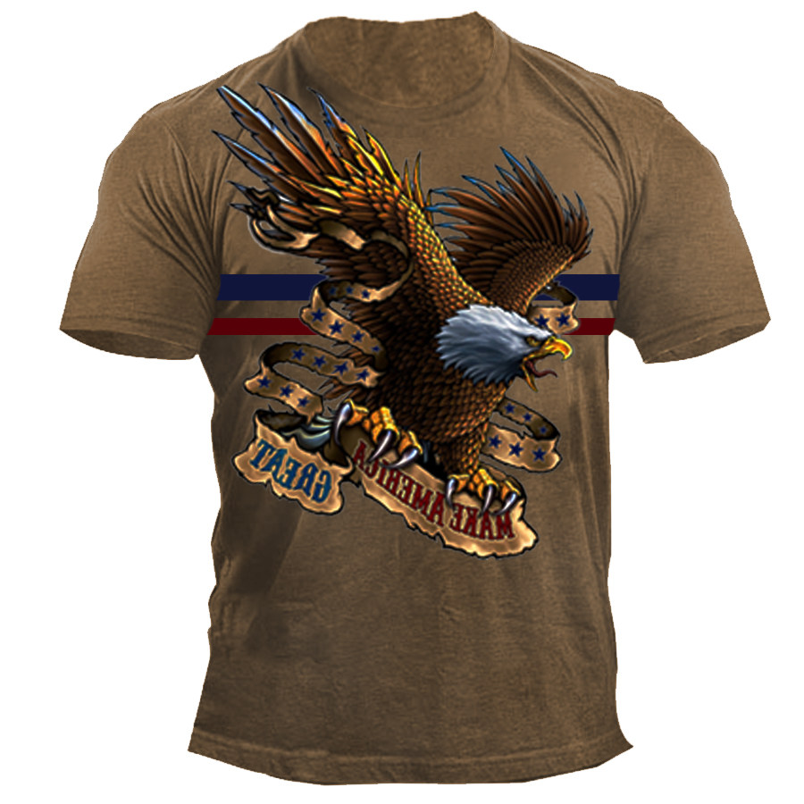 

Men's Vintage Eagle Stripe Print T-Shirt