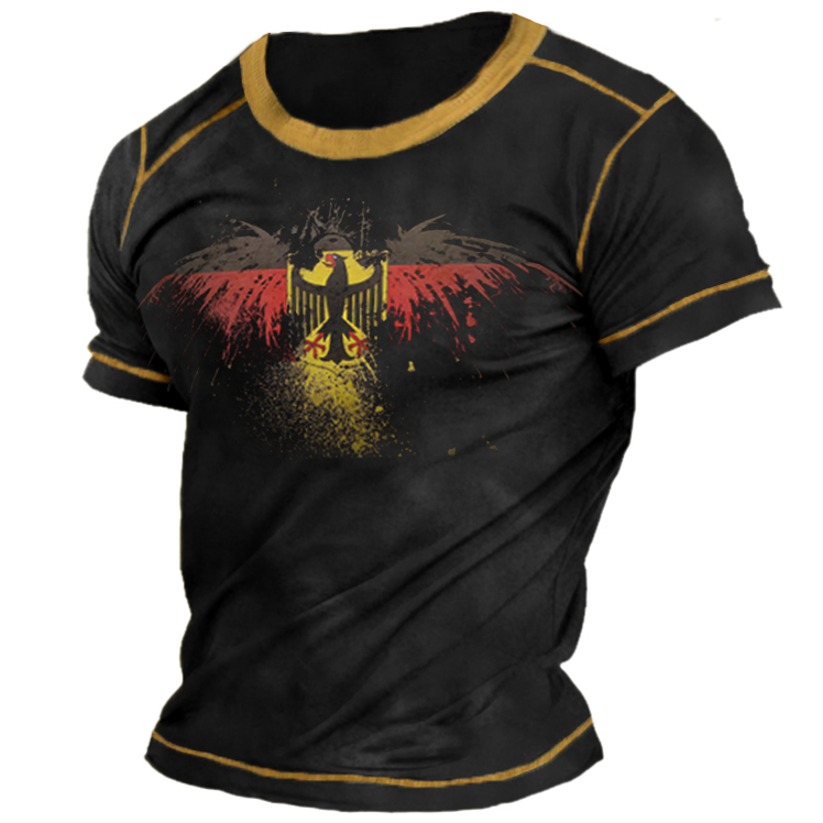 Men's Outdoor Casual German Chic Flag Eagle Print T-shirt