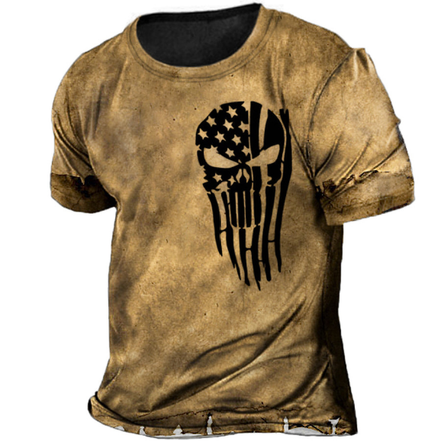 

Men's Outdoor Skull Vintage Print T-Shirt