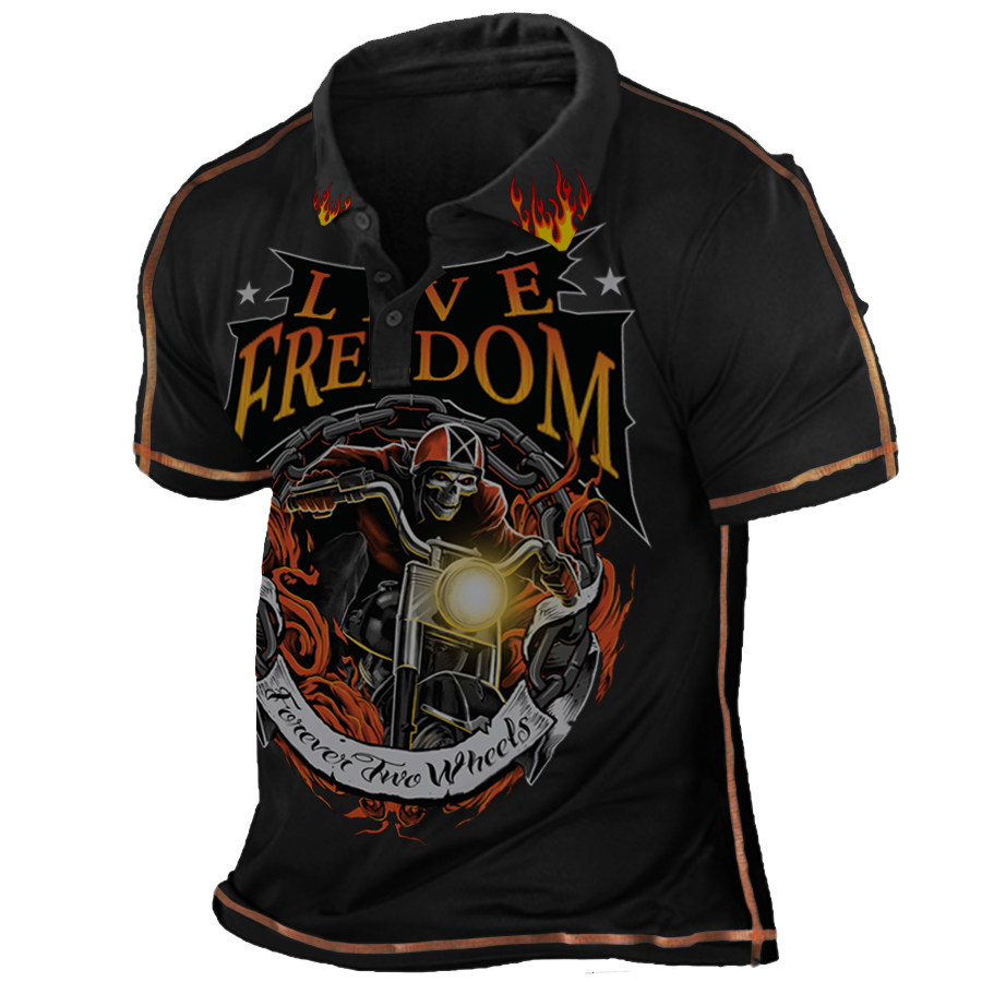 

Men's Motorcycle Flame Polo T-Shirt