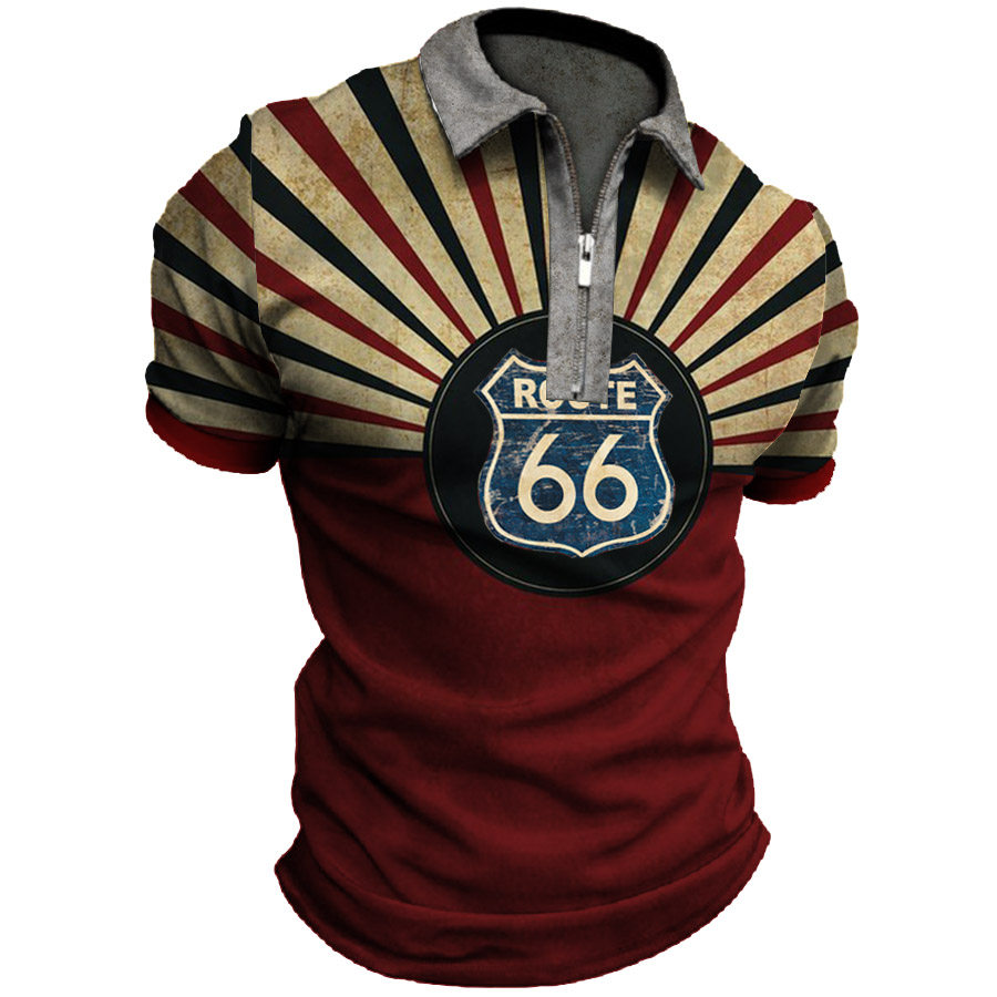 

Men's US Route 66 Polo Short Sleeve T-Shirt