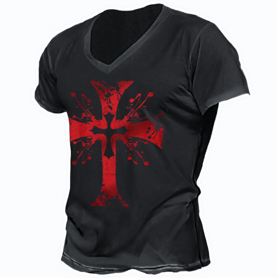 

Men's Vintage Cross Print Short Sleeve T-Shirt