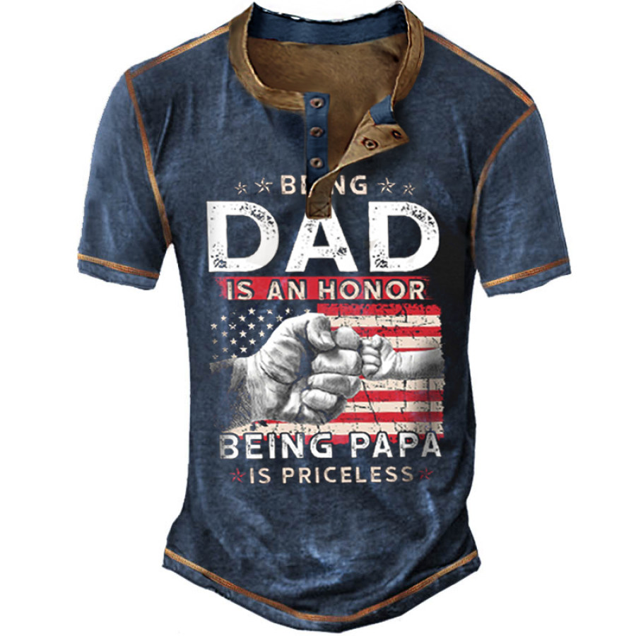 

Men's American Flag An Honor Being Papa Henley T-Shirt