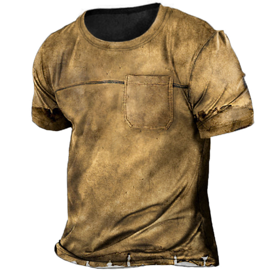 

Men's Vintage Casual Chest Pocket Short Sleeve T-Shirt