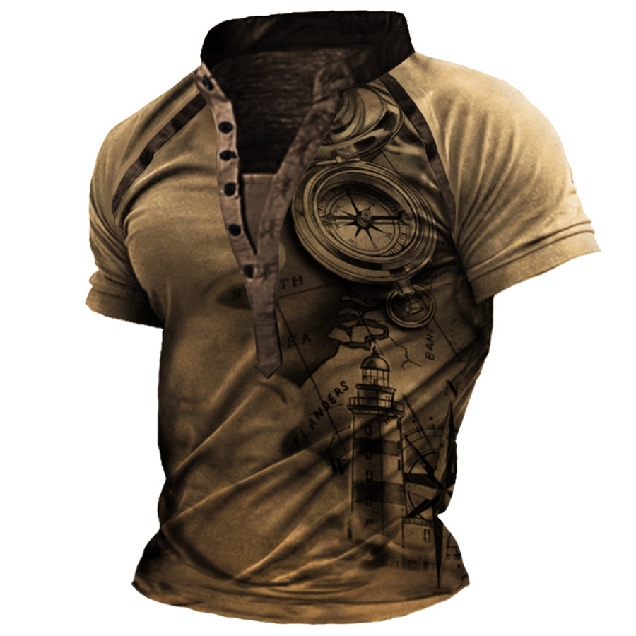 

Men's Outdoor Henley Collar Short Sleeve T-Shirt
