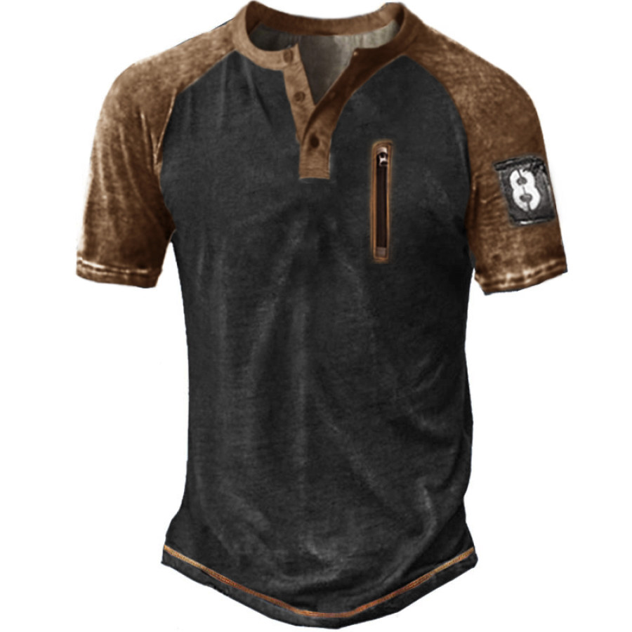 

Men's Vintage Zip Tactical Henley T-Shirt