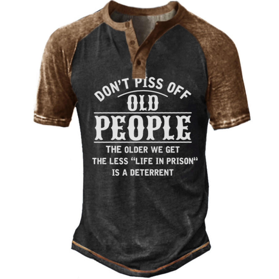 

Don't Piss Off Old People Men's Outdoor Vintage Print T-Shirt