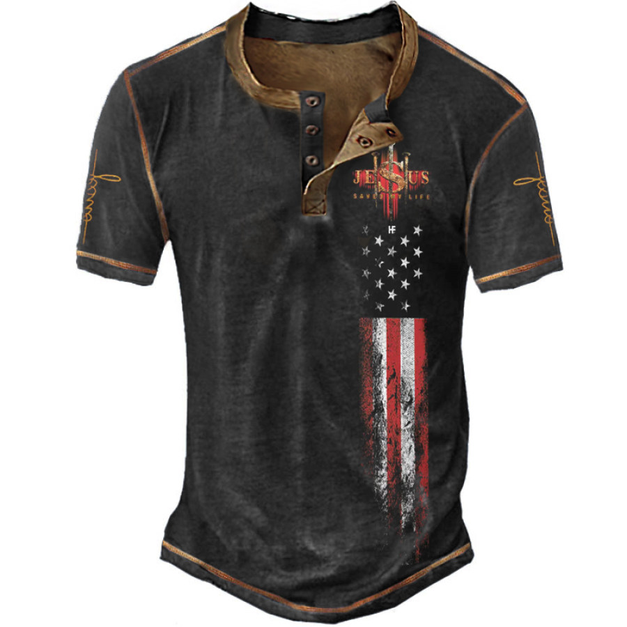 

Jesus Saved My Life Men's American Flag Polo Shirt