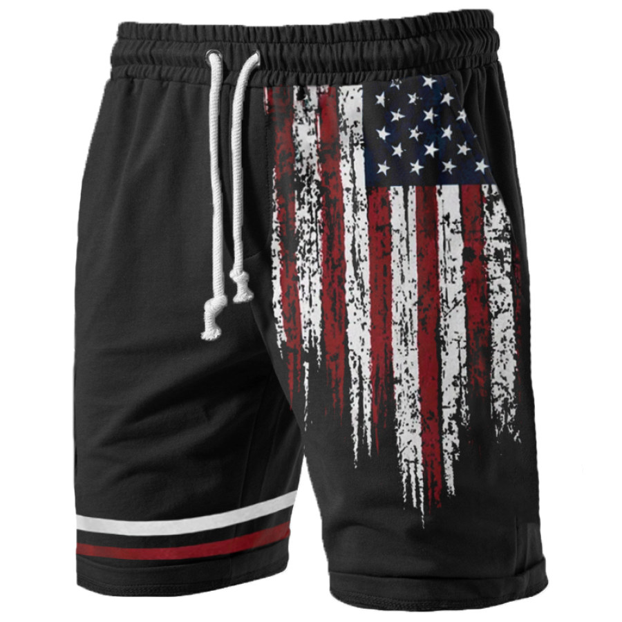 

Men's American Flag Element Graphic Print Casual Vacation Shorts