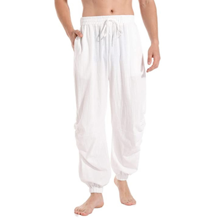 

Men's Solid Color Casual Loose Lace Up Harem Pants
