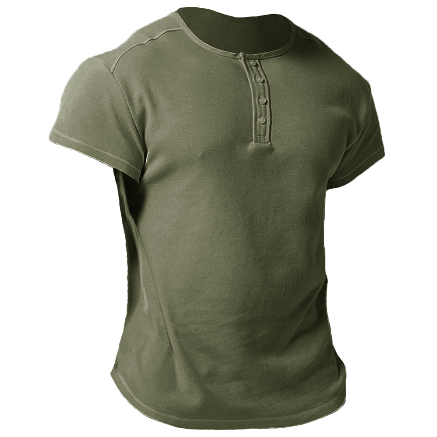 

Men's Outdoor Sports Quick Dry Cotton Tactical Henley Shirt