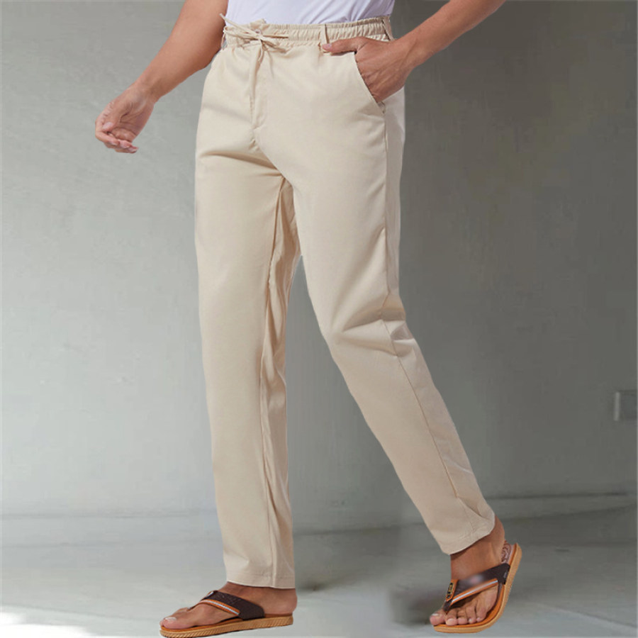 

Men's Solid Color Cotton Linen Loose Casual Sports Pants
