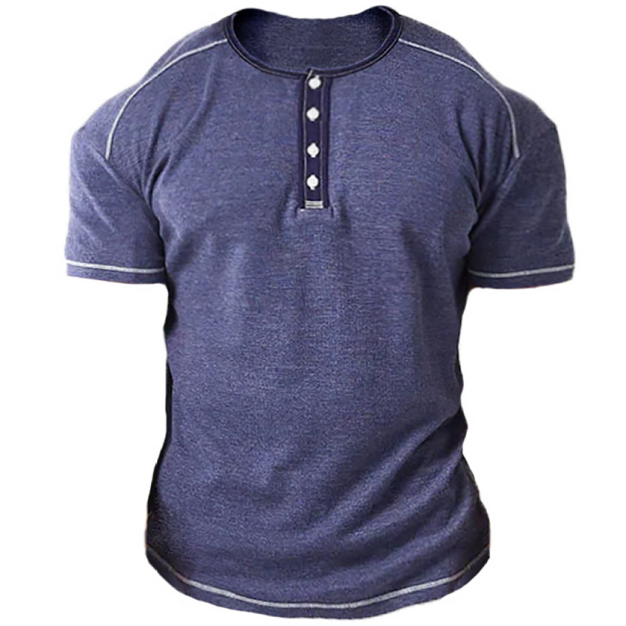 

Men's Outdoor Solid Color Sports Quick Dry Cotton Henley Shirt
