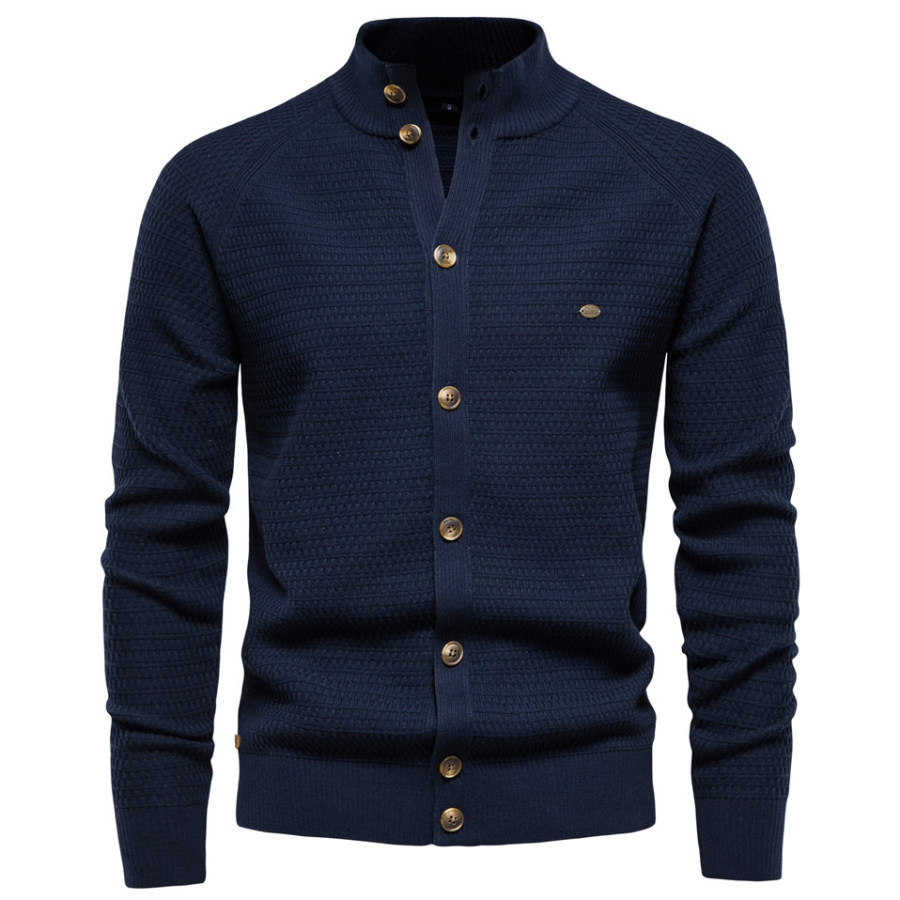 

Cardigan Décontracté à Col Montant Et Couleur Unie Pour Hommes