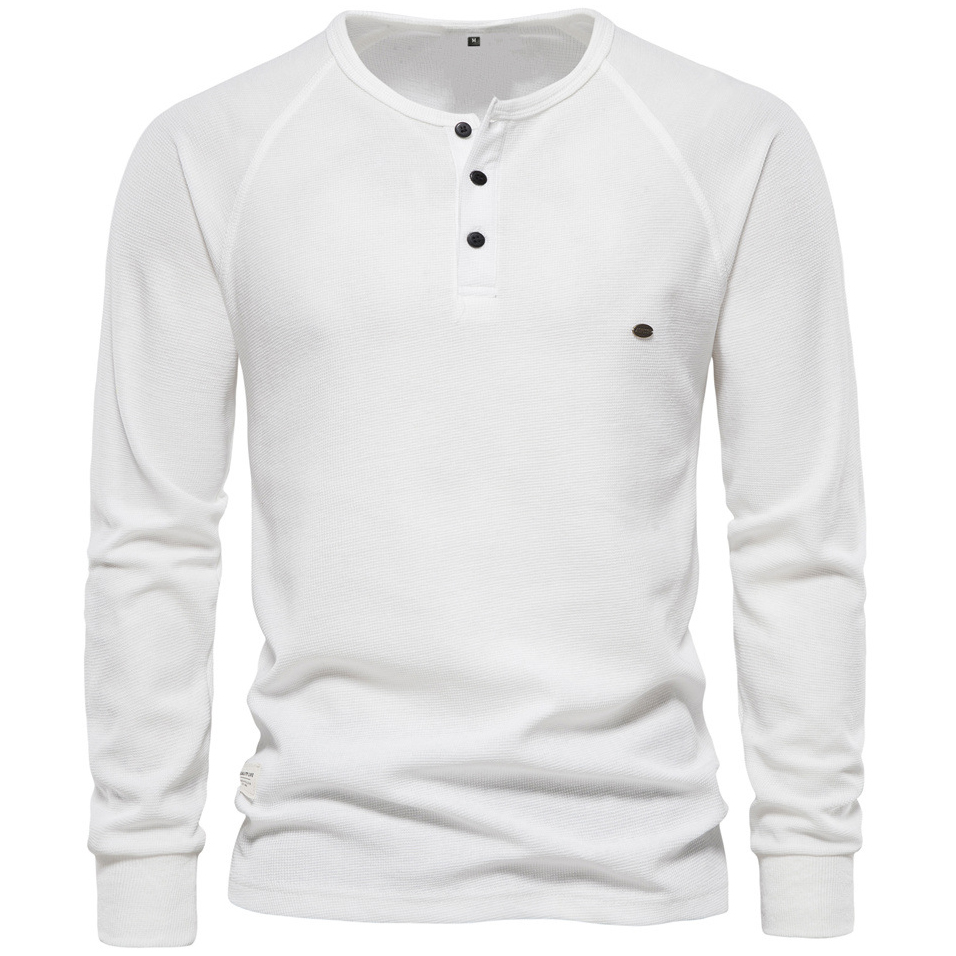 Men's Solid Henley Collar Chic Long Sleeve Knit Sweater