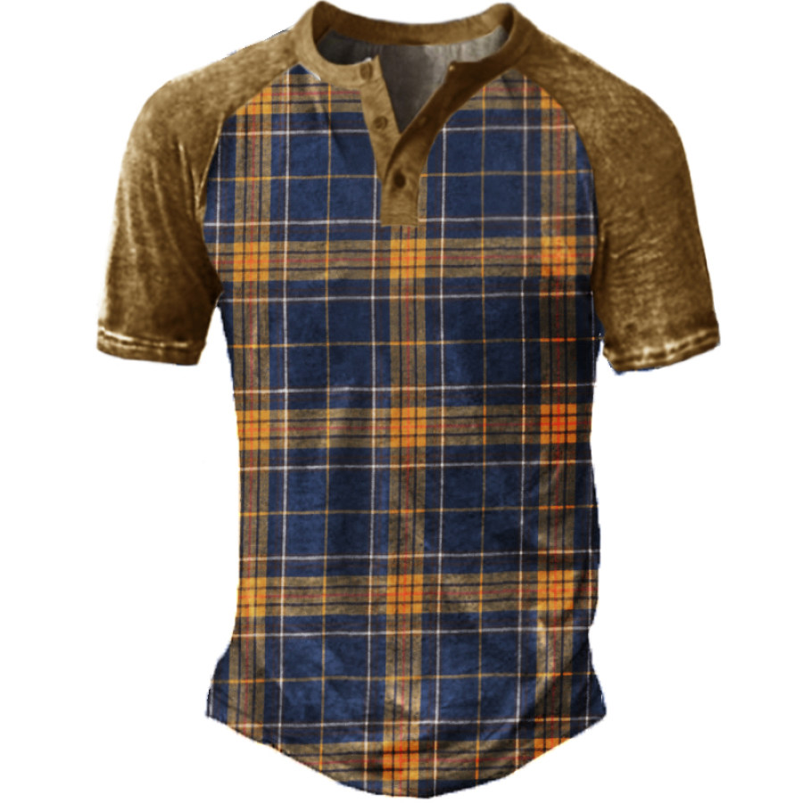 

Men's Outdoor Check Traditional Henley T-Shirt