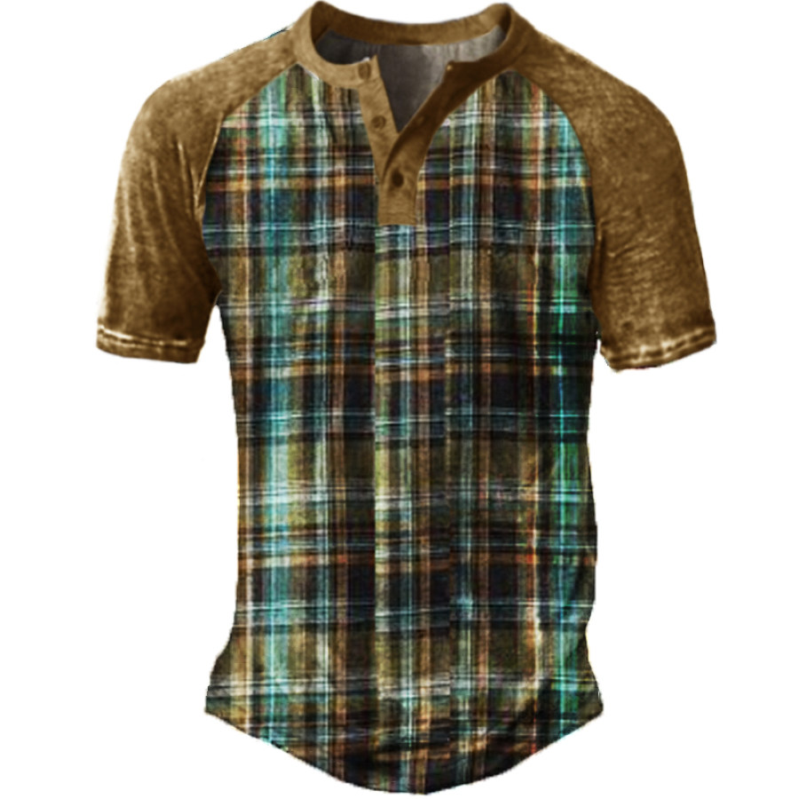 

Men's Outdoor Check Traditional Henley T-Shirt