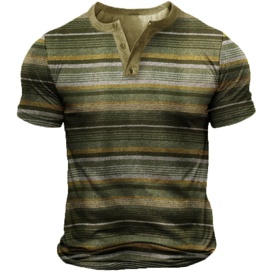 

Men's Outdoor Vintage Striped Tactical Henley T-Shirt