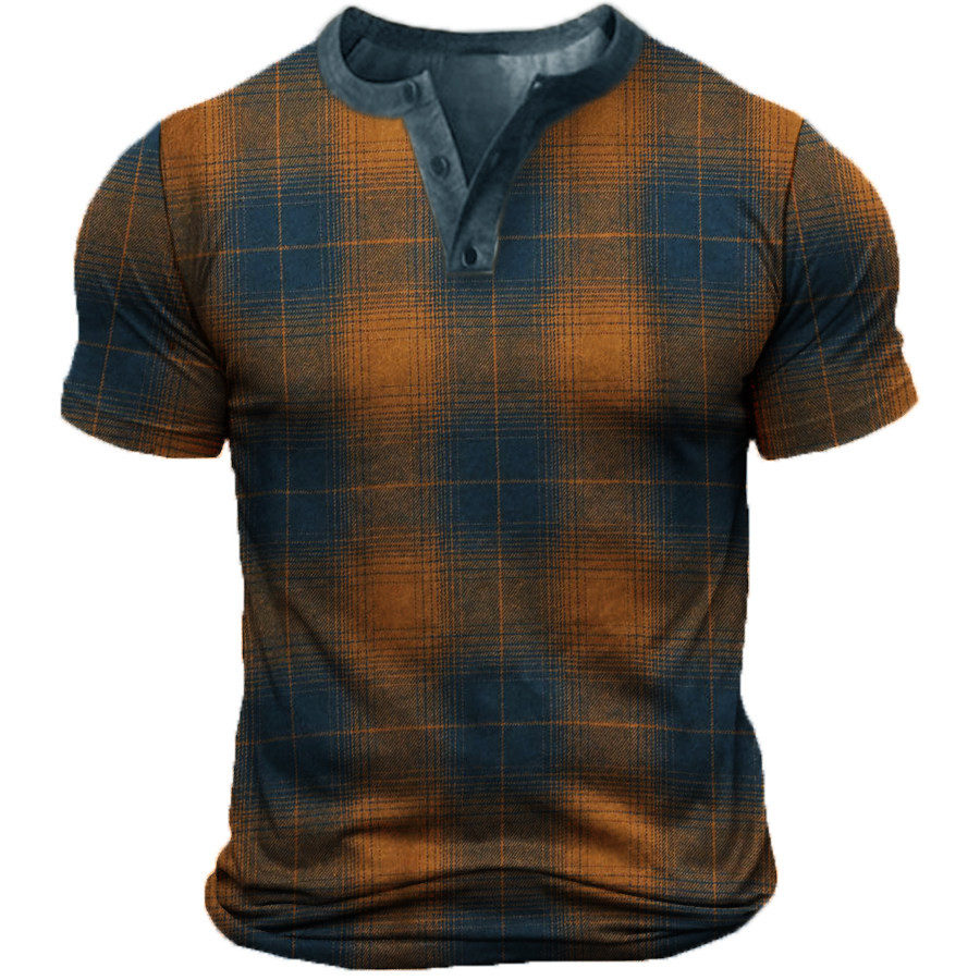 

Men's Outdoor Vintage Check Tactical Henley T-Shirt