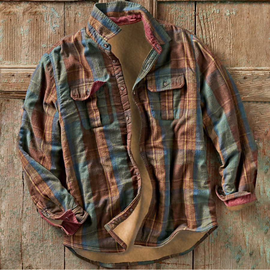 

Men's Outdoor Vintage Check Print Long Sleeve Shirts