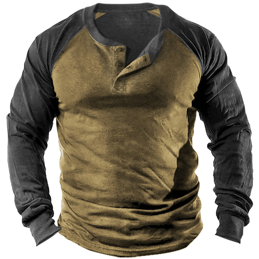 

Men's Outdoor Henley Tactical Long Sleeve T-Shirt