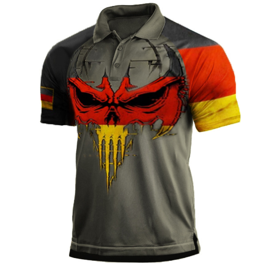 

Men's Outdoor German Flag Vintage Print Polo T-Shirt
