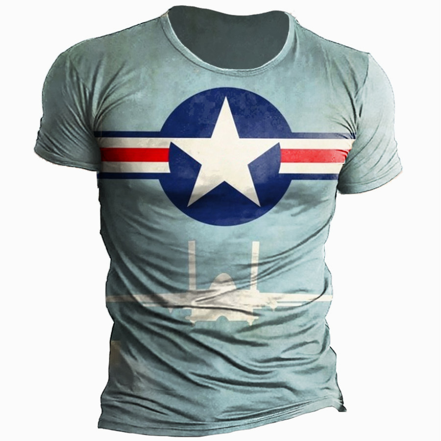 

Men's Vintage Striped Star Print Short Sleeve T-Shirt