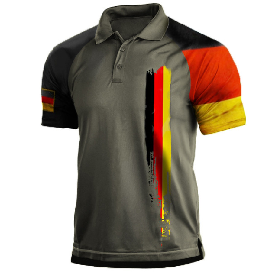 

Men's Outdoor German Flag Vintage Print Polo T-Shirt