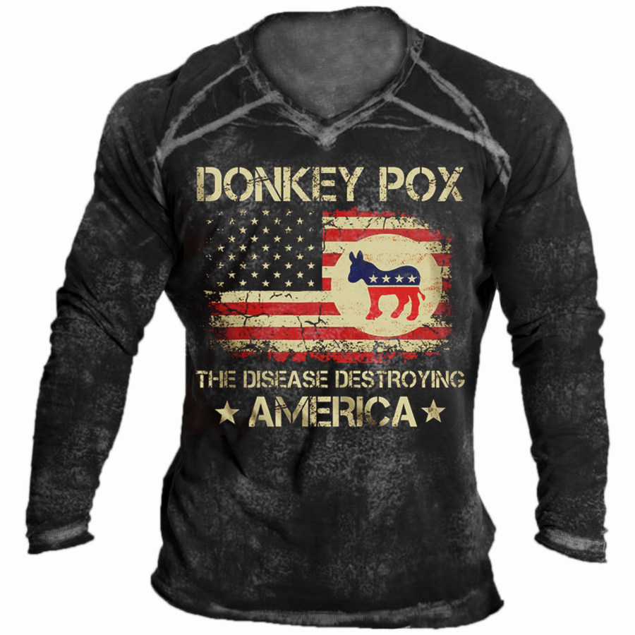 

Donkey Pox The Disease Destroying America Men's Long Sleeve T-Shirt