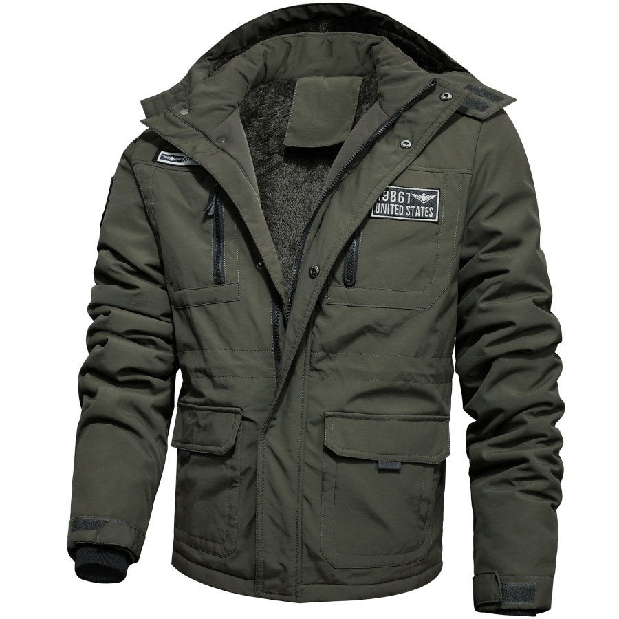 

Men's Outdoor Fleece Thickened Warm Hooded Jacket
