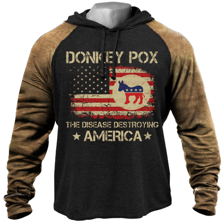 

Donkey Pox The Disease Destroying America Men's Long Sleeve Hoodie