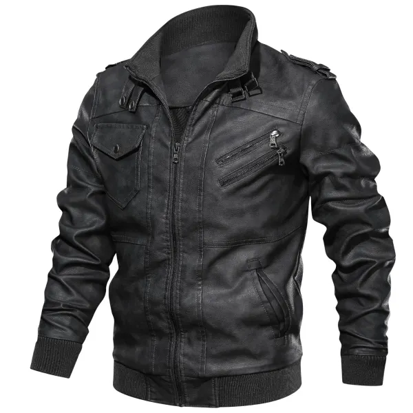 Men's Outdoor Windproof Warm Casual Motorcycle Leather Jacket - Menilyshop.com 
