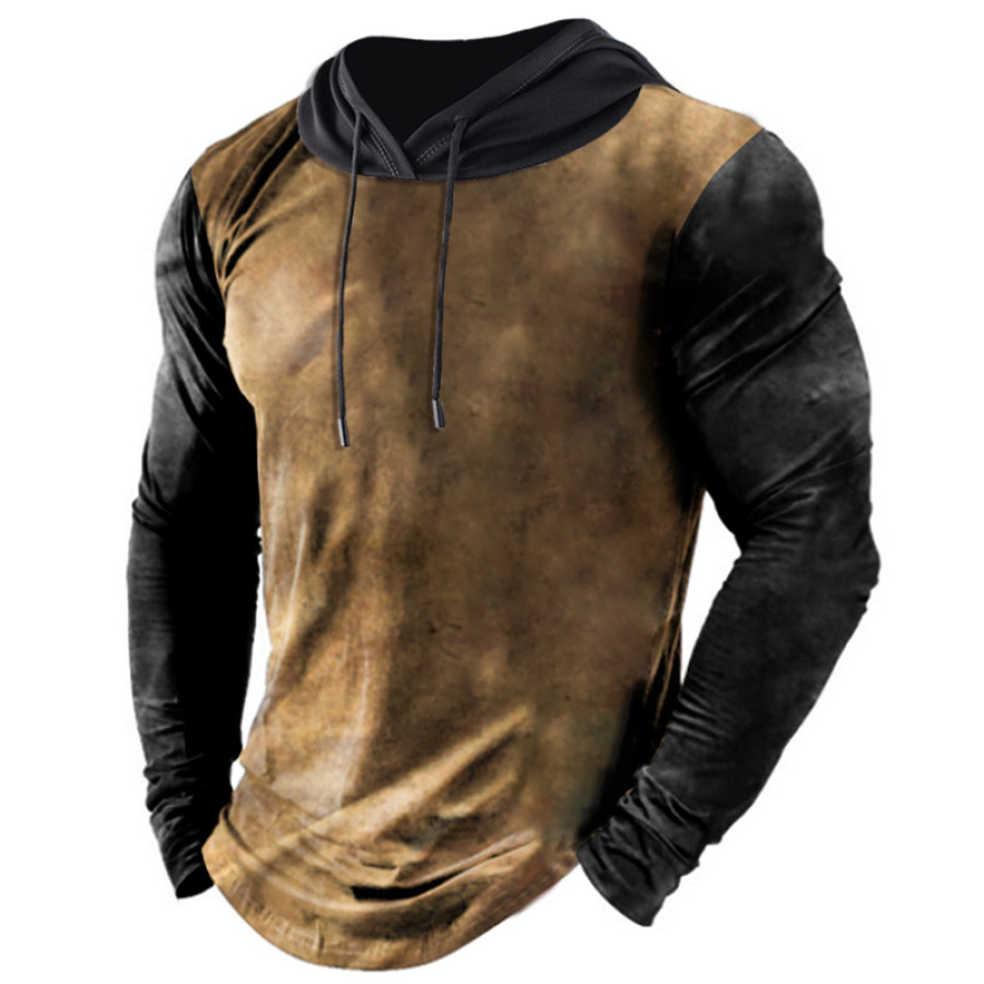 

Men's Outdoor Vintage Print Hooded Long Sleeve Shirt
