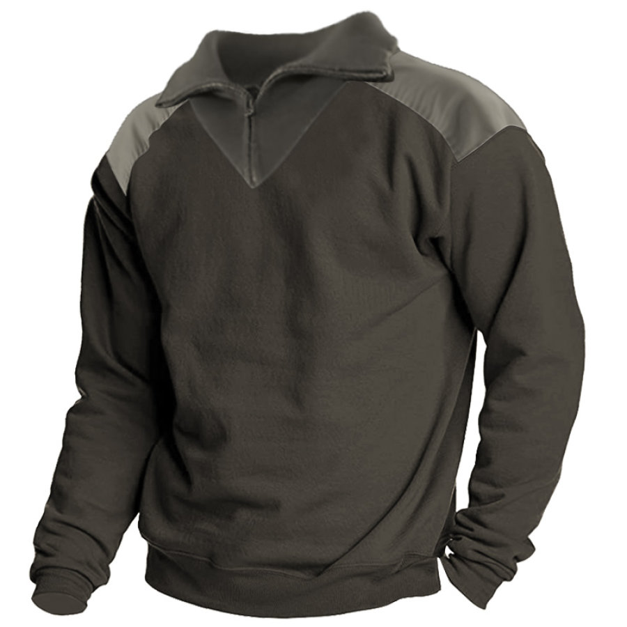 

Men's Vintage Outdoor Tactical Patchwork Lapel Sweatshirt