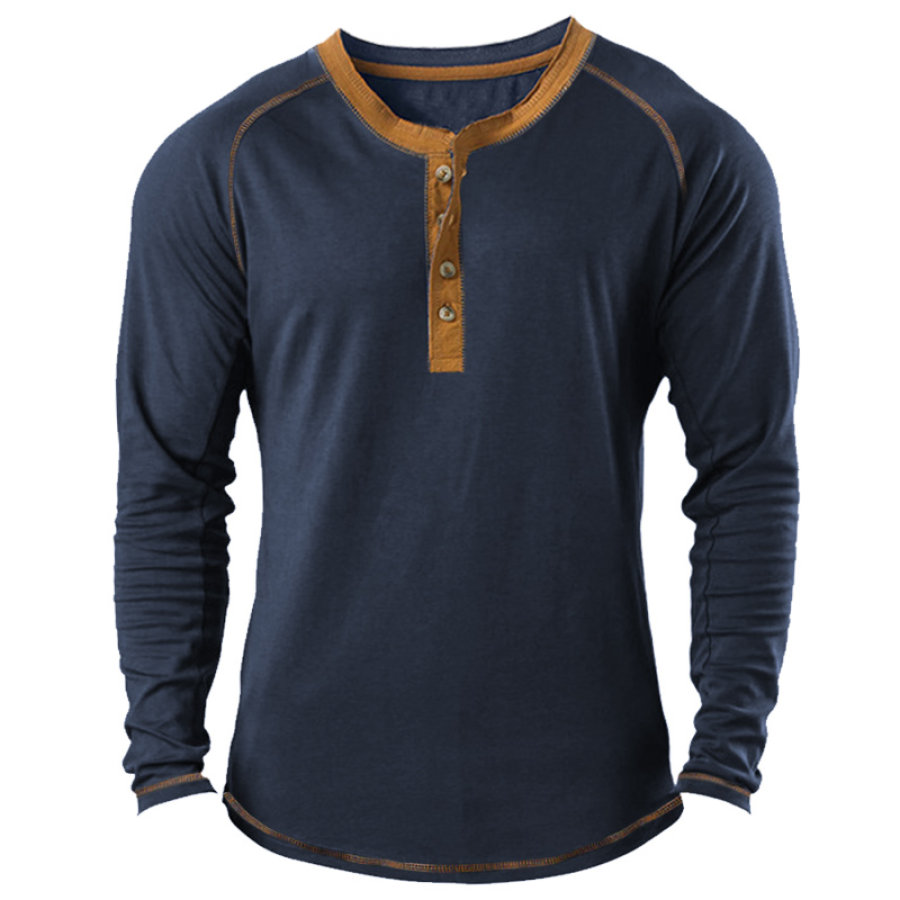 

Men's Retro Contrast Outdoor Tactical Henley T-Shirt