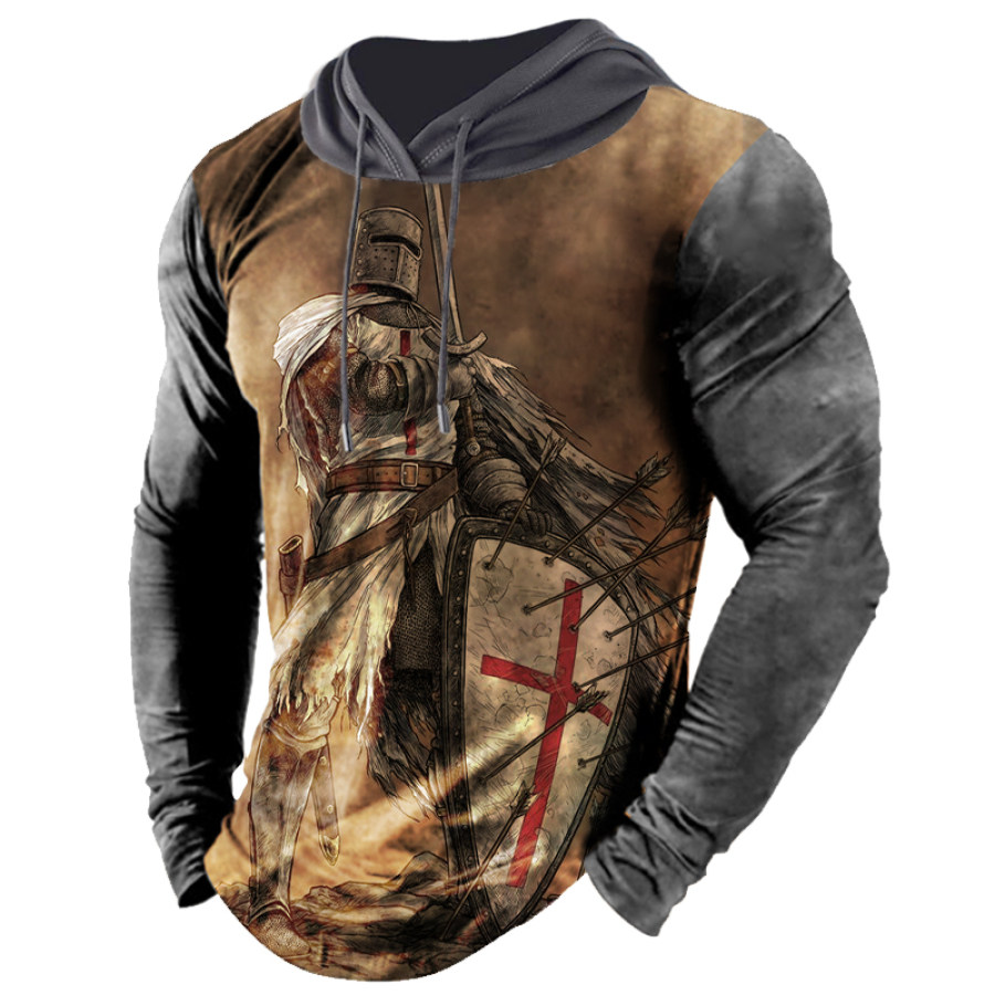 

Men's Outdoor Templar Print Hooded Long Sleeve Shirt