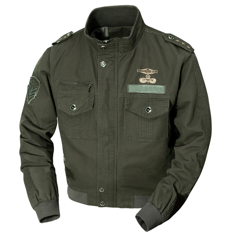 Men's Zip Pocket Military Chic Cargo Jacket