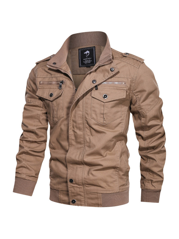 Men's Outdoor Warm Breathable Multi-pocket Cotton Washed Cargo Jacket