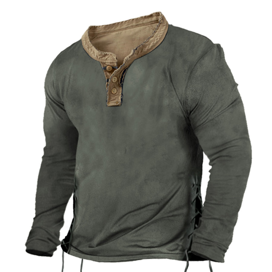 

Men's Outdoor Tactical Strap Contrast Henley T-Shirt