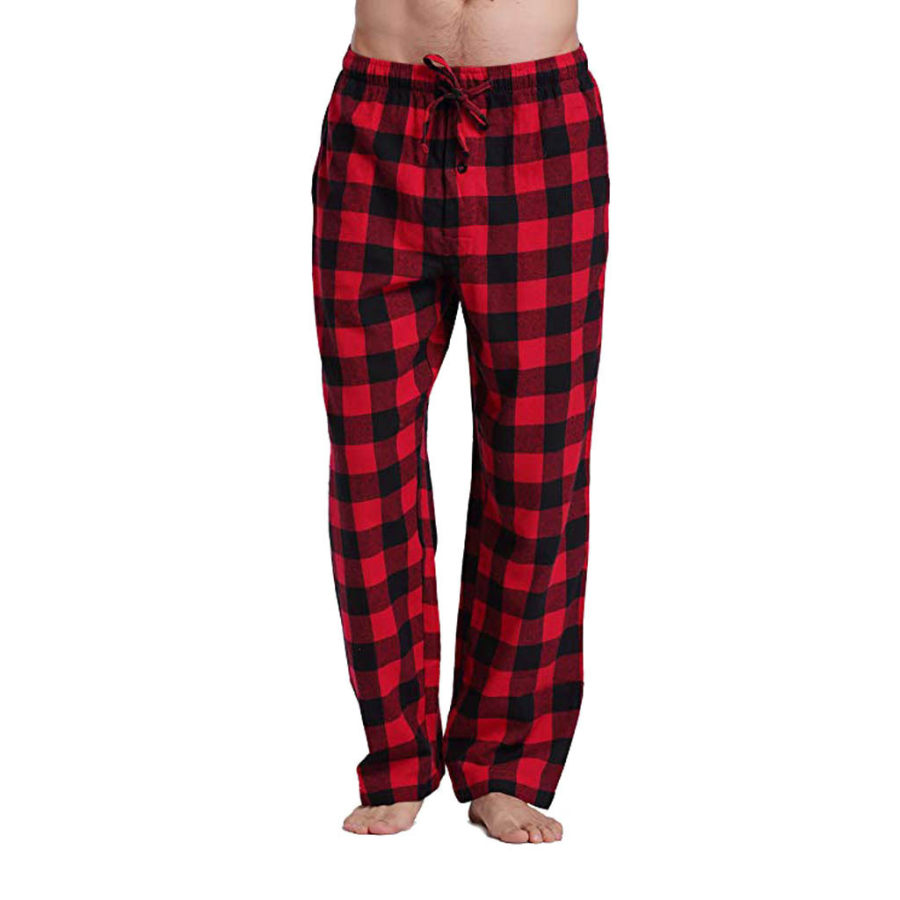 

Men's Plaid Lace-up Elastic Casual Trousers