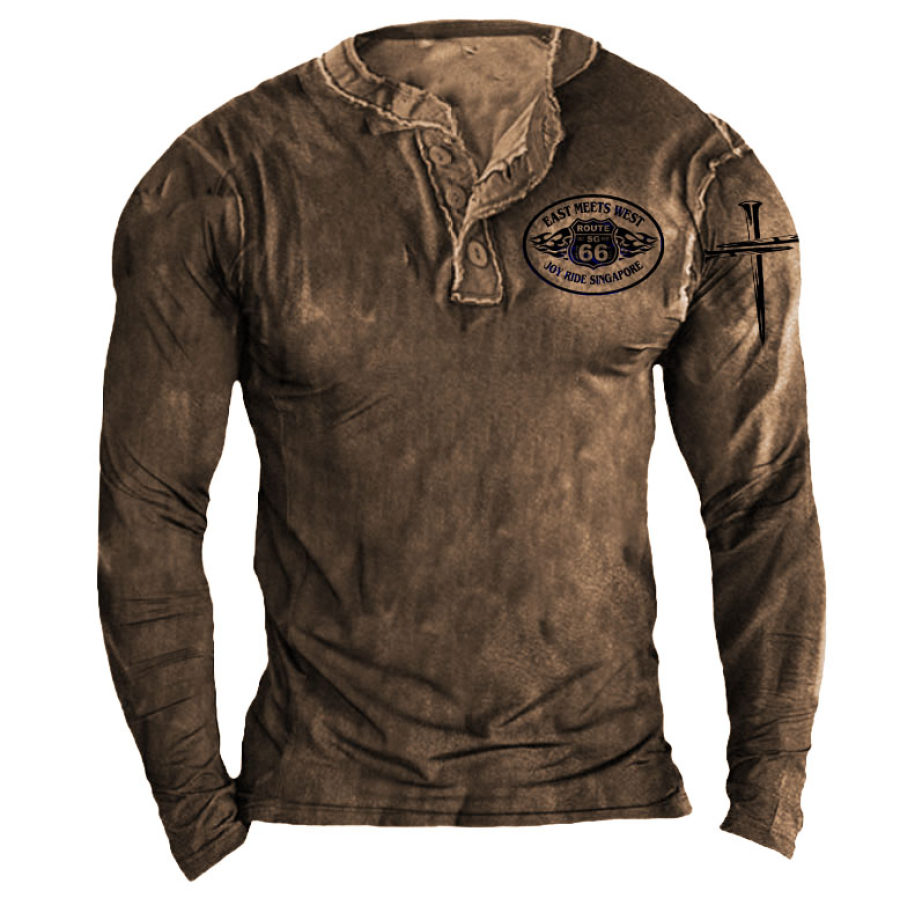 

Route 66 Jesus Men' Henley Training Shirt